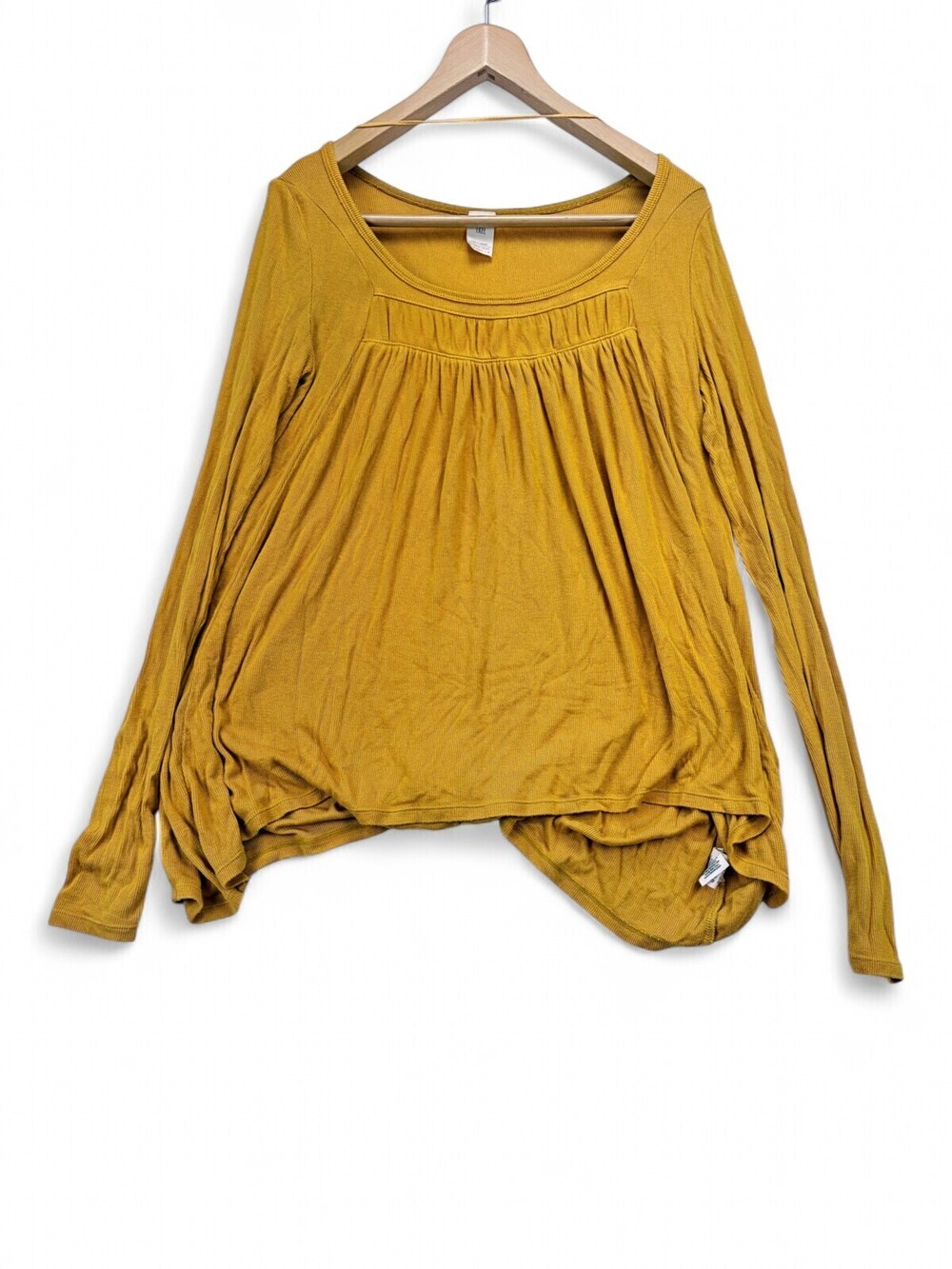 We The Free Mustard Keyhole Long Sleeve Top S